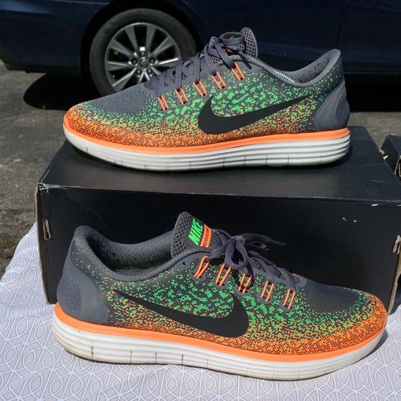 lime green and orange nikes